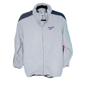 Reebok Full Zip Hooded Jacket with Velcro Hood Pocket Unisex Gray Size M